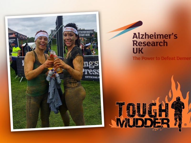 Tori with her sister after successfully completing the Tough Mudder course.