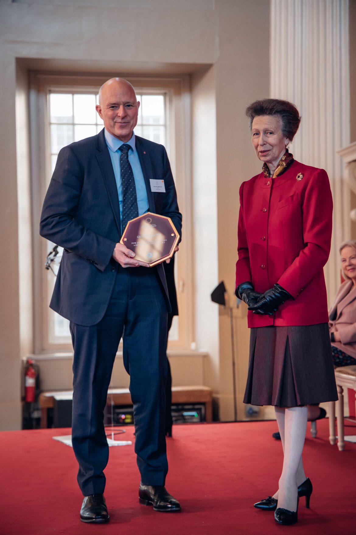 CEO Steve Gelder MBE FCGI pictured collecting the Princess Royal Training award.